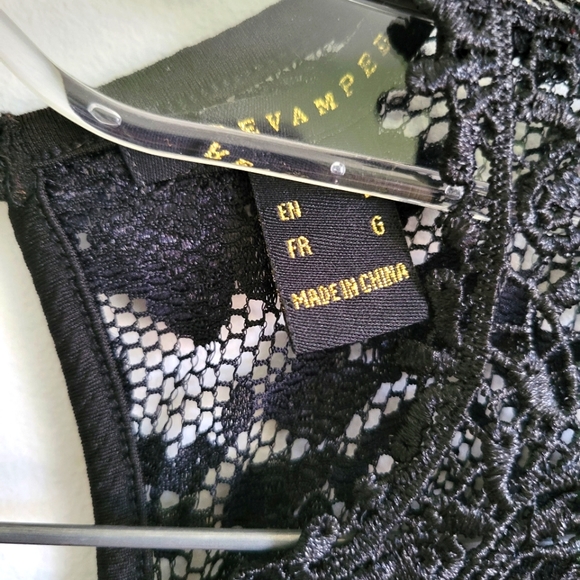 Revamped black lace and nude peplum top blouse. Size Large - Picture 4 of 11